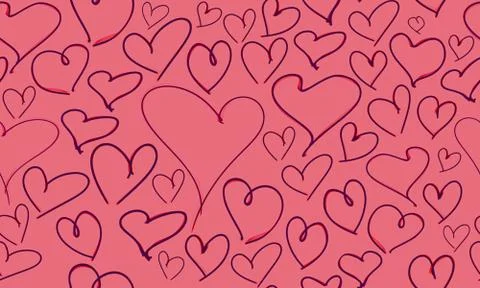 Seamless hand drawn hearts pattern Stock Illustration