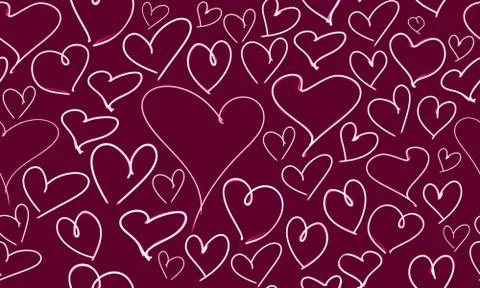 Seamless hand drawn hearts pattern Stock Illustration