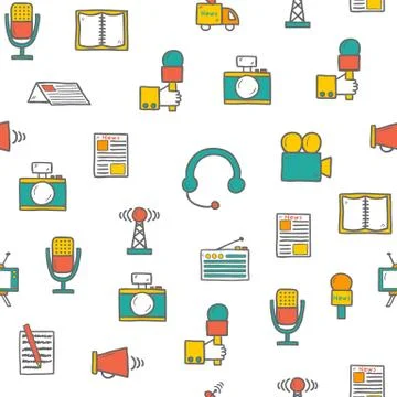 Seamless hand drawn journalism background Stock Illustration