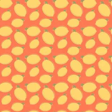 Seamless hand drawn lemon pattern. Stock Illustration