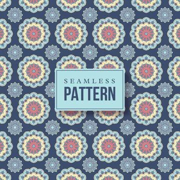 Seamless hand drawn mandala pattern. Stock Illustration