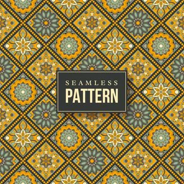 Seamless hand drawn mandala pattern. Stock Illustration