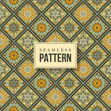 Seamless hand drawn mandala pattern. 스톡 일러스트