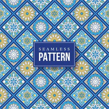 Seamless hand drawn mandala pattern. 스톡 일러스트