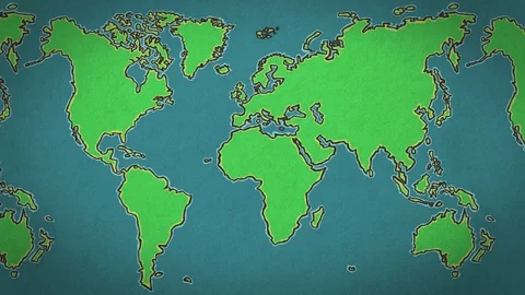 Seamless Hand Drawn Map Of World. High Quality Animation. 4K, 60fps Stock Footage 89577103