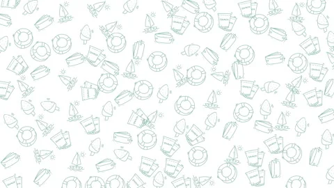 Seamless hand drawn nautical summer vacation pattern background with marine.. Stock Footage 335013969