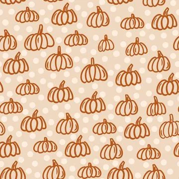 Seamless hand drawn pattern beige brown polka dot background ripe organic Illustrazione stock