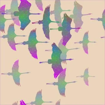 Seamless hand drawn pattern with birds. Stock Illustration