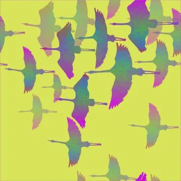 Seamless hand drawn pattern with birds. Stock Illustration