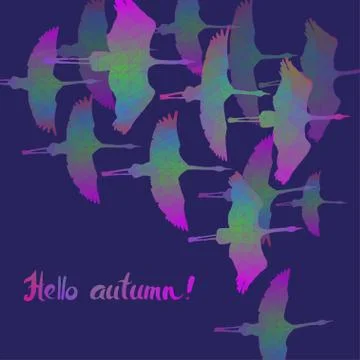 Seamless hand drawn pattern with birds. Illustrazione stock