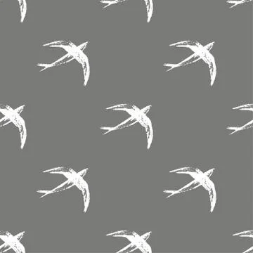 Seamless hand drawn pattern with birds. Stock Illustration