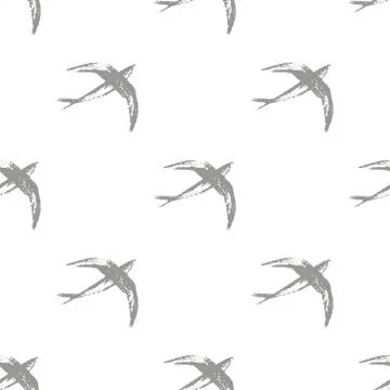 Seamless hand drawn pattern with birds. Stock Illustration