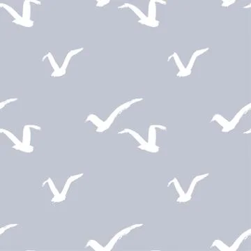 Seamless hand drawn pattern with birds. Illustrazione stock