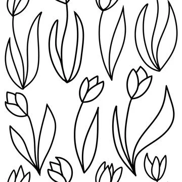 Seamless hand drawn pattern with black and white flowers floral botanical Stock Illustration