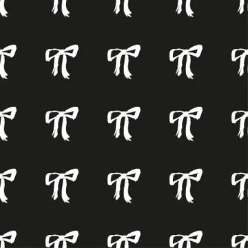 Seamless hand drawn pattern with bows. Stock Illustration