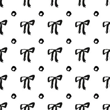 Seamless hand drawn pattern with bows. Stock Illustration