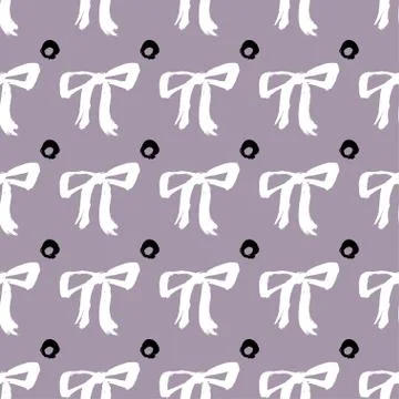 Seamless hand drawn pattern with bows. Stock Illustration