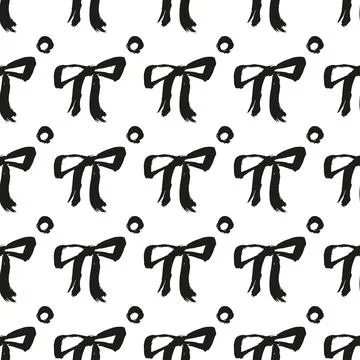 Seamless hand drawn pattern with bows. Illustrazione stock