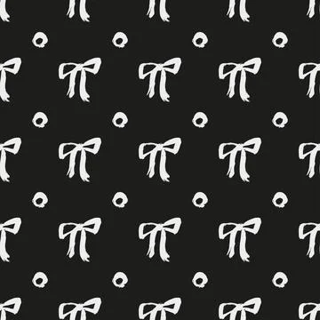 Seamless hand drawn pattern with bows. Stock Illustration