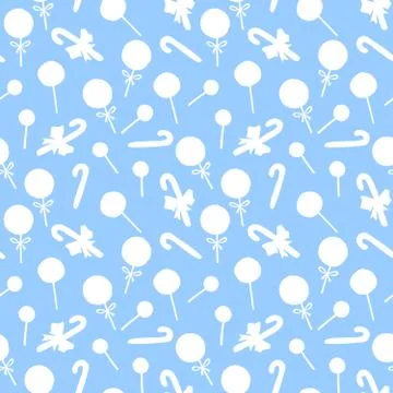 Seamless hand drawn pattern. Candy cane, sweets, lollipop. New year, Xmas, ho Stock Illustration