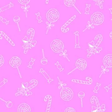 Seamless hand drawn pattern. Candy cane, sweets, lollipop. New year Xmas holi 库存插图
