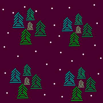 Seamless hand drawn pattern for christmass or new year with pine tree and snow Stock Illustration