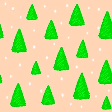 Seamless hand drawn pattern for christmass or new year with pine tree and snow Stock Illustration