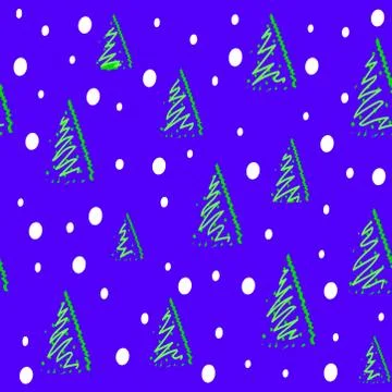 Seamless hand drawn pattern for christmass or new year with pine tree and snow Stock Illustration