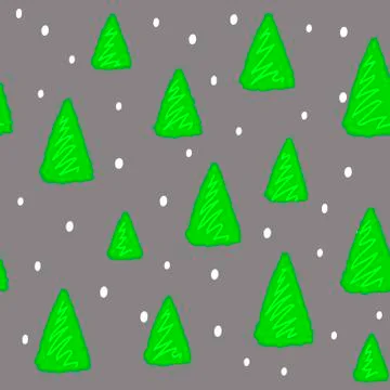 Seamless hand drawn pattern for christmass or new year with pine tree and snow Stock Illustration