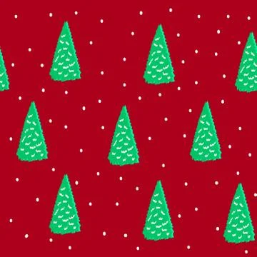Seamless hand drawn pattern for christmass or new year with pine tree and snow Stock Illustration