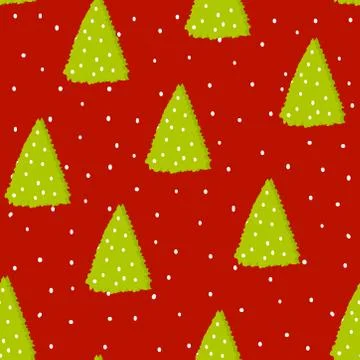 Seamless hand drawn pattern for christmass or new year with pine tree and snow Stock Illustration