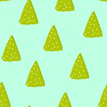 Seamless hand drawn pattern for christmass or new year with pine tree and snow Stock Illustration