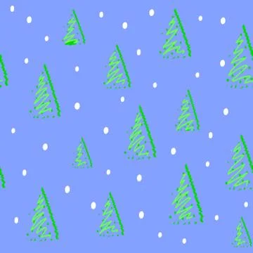 Seamless hand drawn pattern for christmass or new year with pine tree and snow Stock Illustration
