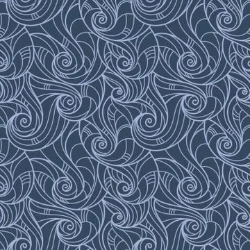 Seamless hand-drawn pattern of curls similar wave Illustrazione stock