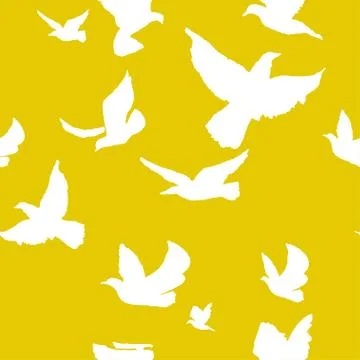 Seamless hand drawn pattern with doves. Illustrazione stock