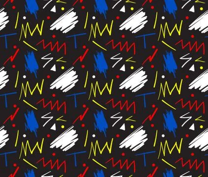 Seamless hand drawn pattern in fun retro style. Vector illustration Illustrazione stock