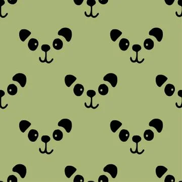 Seamless hand drawn pattern with pandas. Stock Illustration