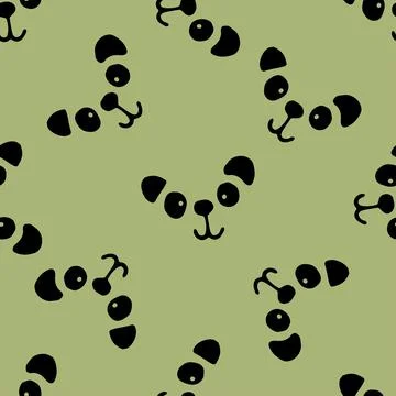 Seamless hand drawn pattern with pandas. Stock Illustration