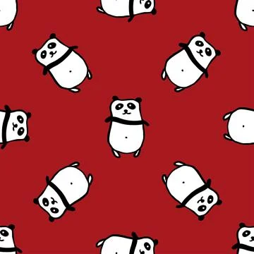 Seamless hand drawn pattern with pandas. Stock Illustration