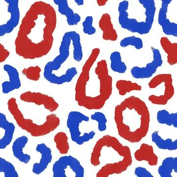 Seamless hand drawn pattern with patriotic leopard cheetah background. American Stock Illustration