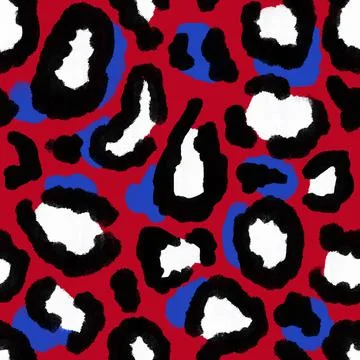 Seamless hand drawn pattern with patriotic leopard cheetah background. American Stock Illustration