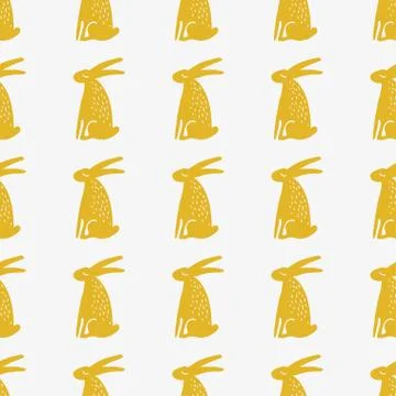 Seamless hand drawn pattern with rabbits. Illustrazione stock
