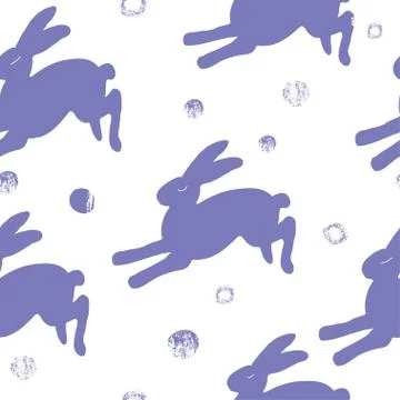 Seamless hand drawn pattern with rabbits. Illustrazione stock