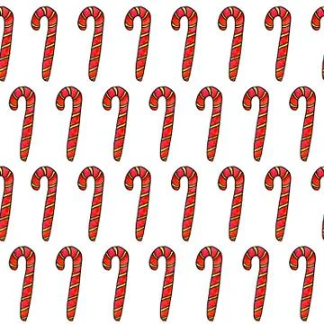Seamless hand drawn pattern with watercolor candy cane, sweets, lollipop. New Stock Illustration