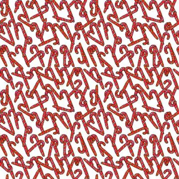 Seamless hand drawn pattern with watercolor candy cane, sweets, lollipop. New 스톡 일러스트