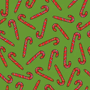 Seamless hand drawn pattern with watercolor candy cane, sweets, lollipop. New 스톡 일러스트