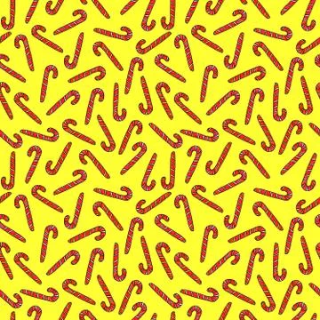 Seamless hand drawn pattern with watercolor candy cane, sweets, lollipop. New Stock Illustration