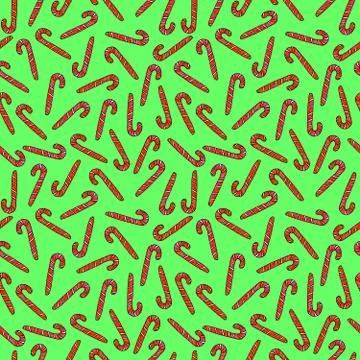 Seamless hand drawn pattern with watercolor candy cane, sweets, lollipop. New 库存插图