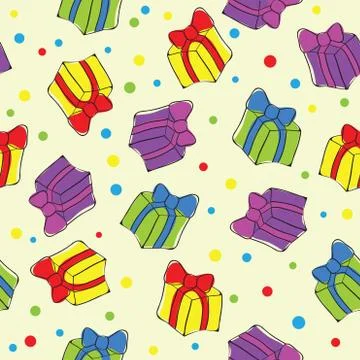 Seamless hand drawn present pattern Illustrazione stock