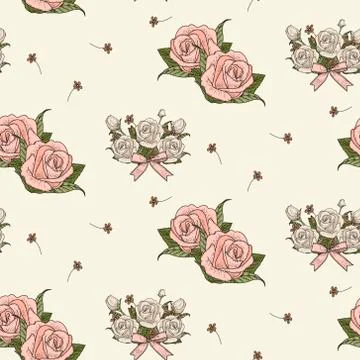 Seamless hand drawn rose pattern Stock Illustration